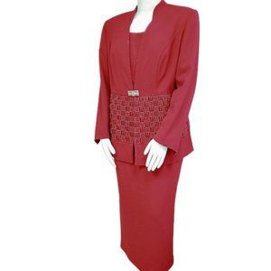 K&B Red Maxi Skirt Suit